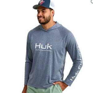 Huk Men's Heather Blue Fishing Hoodie